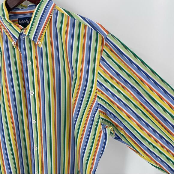 Ralph Lauren colorful striped button down shirt size 16 1/2 large - Picture 4 of 10